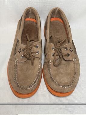 Sperry Top-Sider Leather Men’s 9.5 Excellent Condition Orange Sole